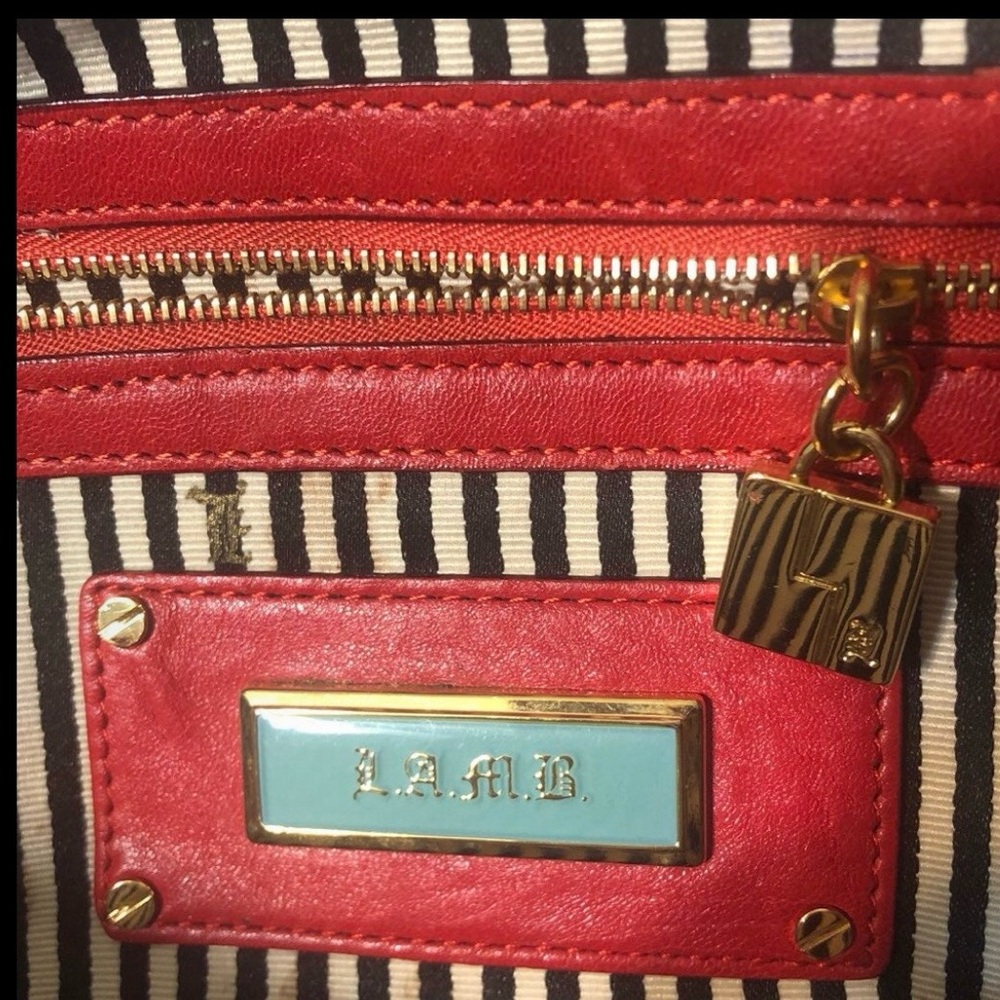 L.A.M.B. Red & Orange Alston Saddle  Y2K White Era Handbag - Picture 4 of 16